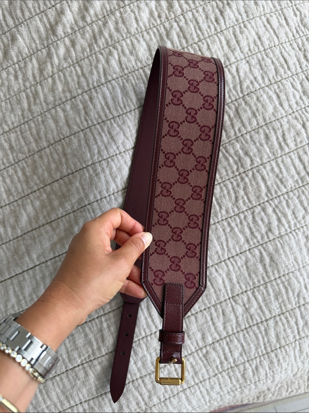 RARE * Gucci Burgundy GG Monogram Waist Belt